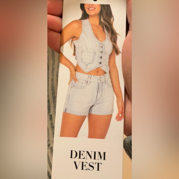 Re Generation by Celebrity Pink Denim Strip Vest - Picture 6 of 6